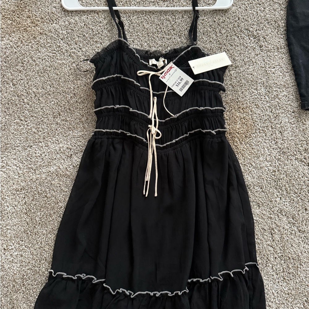 Black Mini Dress with White Trim